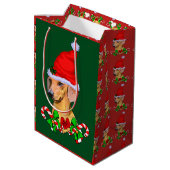 Dachshund kerst Merry Medium Cadeauzakje (Achterkant Gekanteld)