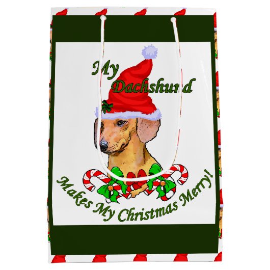 Dachshund kerst Merry Medium Cadeauzakje (Achterkant)