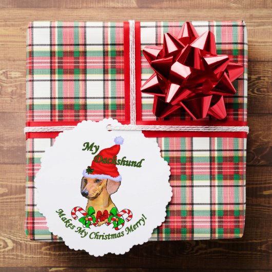 Dachshund kerst Merry Ornament Kaart (Insitu (Geschenk))
