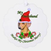Dachshund kerst Merry Ornament Kaart (Voorkant)