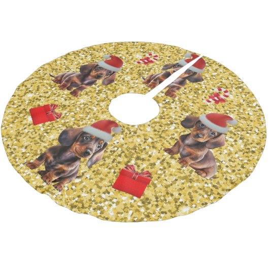 Dachshund Kerst Puppies Boom Rok Kerstboom Rok (Gekanteld)