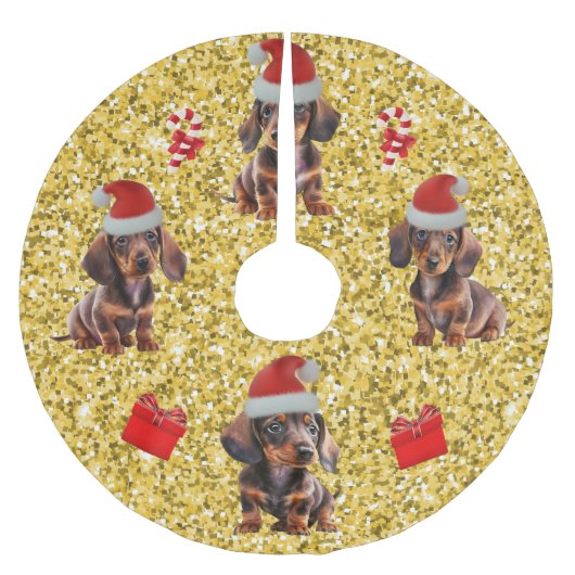 Dachshund Kerst Puppies Boom Rok Kerstboom Rok (Voorkant)