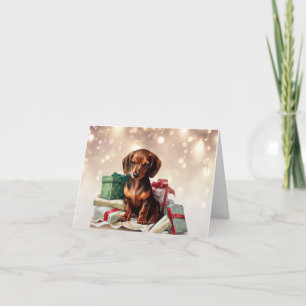 Dachshund Kerst Puppy Wenskaart Kaart