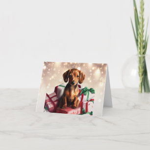 Dachshund Kerst Puppy Wenskaart Kaart
