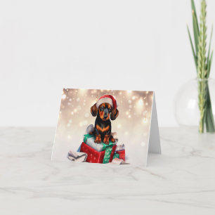 Dachshund Kerst Puppy Wenskaart Kaart