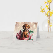 Dachshund Kerst Puppy Wenskaart Kaart (Gele Bloem)