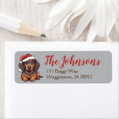 Dachshund Kerst retour adreslabels Etiket (Insitu)