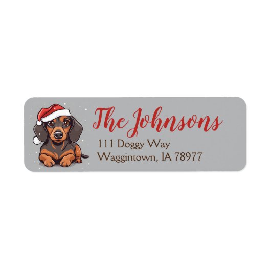 Dachshund Kerst retour adreslabels Etiket (Voorkant)