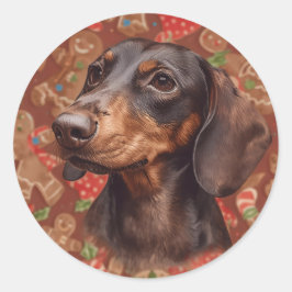 Dachshund kerst ronde sticker