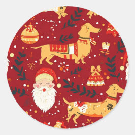 Dachshund kerst ronde sticker
