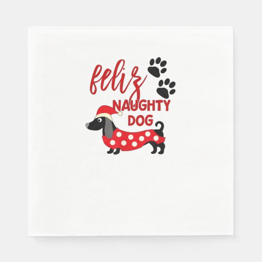 Dachshund Kerst T-shirt _ Grappige Feliz Stoute Do Servet (Voorkant)