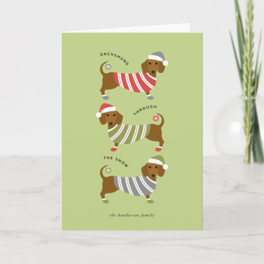 Dachshund Kerst Vakantie Kaart (Voorkant)