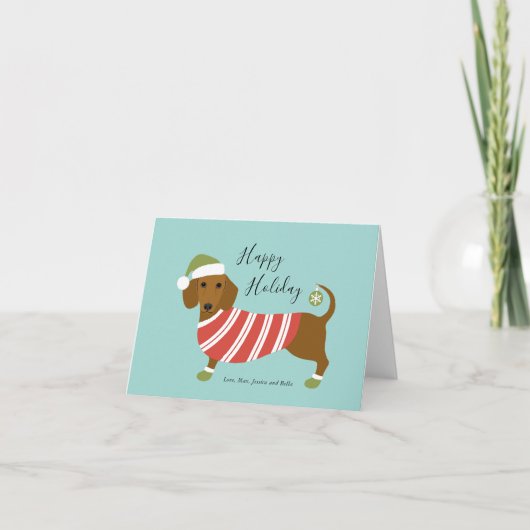 Dachshund Kerst Vakantie Kaart (Voorkant)