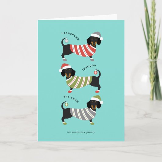 Dachshund Kerst Vakantie Kaart (Voorkant)