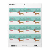Dachshund Kerst Warm Wishes Cadeau Labels (Full Sheet)