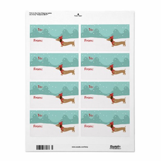 Dachshund Kerst Warm Wishes Cadeau Labels (Full Sheet)