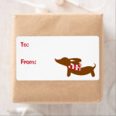 Dachshund Kerst Warm Wishes Cadeau Labels (Insitu)