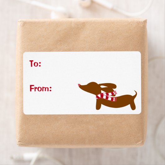 Dachshund Kerst Warm Wishes Cadeau Labels (Insitu)
