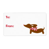 Dachshund Kerst Warm Wishes Cadeau Labels (Voorkant)