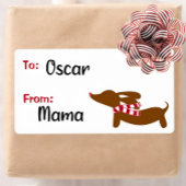Dachshund Kerst Warm Wishes Cadeau Labels