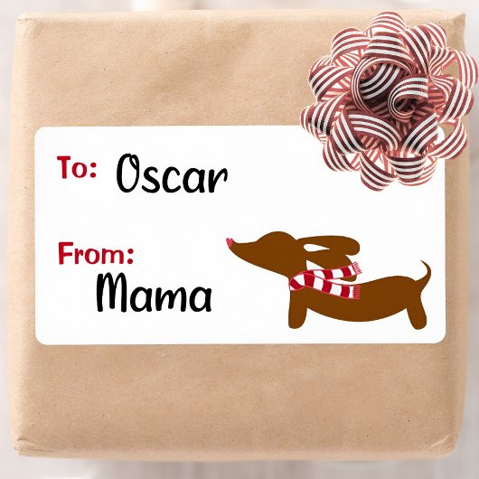 Dachshund Kerst Warm Wishes Cadeau Labels