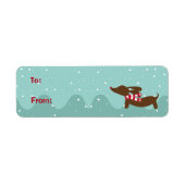 Dachshund Kerst Warm Wishes Kleine Cadeau Labels (Voorkant)