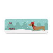 Dachshund Kerst Warm Wishes Kleine Cadeau Labels (Voorkant)