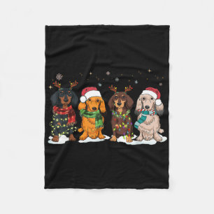 Dachshund Kerst Weiner Dog Kerst Pyjama's Fleece Deken