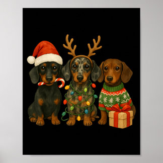 Dachshund Kerst Wiener Dog Santa Hoed Weenie Poster