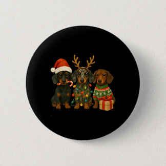 Dachshund Kerst Wiener Dog Santa Hoed Weenie Ronde Button 5,7 Cm