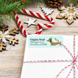 Dachshund Kerst Wrapping Papier Schattigee Sneeuwv Etiket