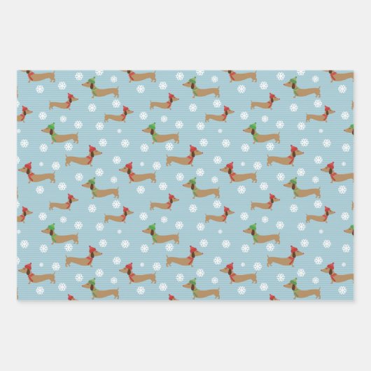 Dachshund Kerst Wrapping Papier Schattigee Sneeuwv Inpakpapier Vel (Voorkant 3)