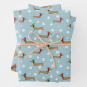 Dachshund Kerst Wrapping Papier Schattigee Sneeuwv Inpakpapier Vel (In situ)