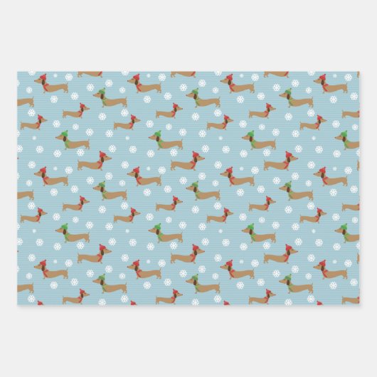 Dachshund Kerst Wrapping Papier Schattigee Sneeuwv Inpakpapier Vel (Voorkant)