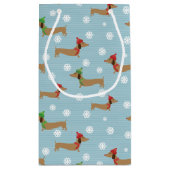 Dachshund Kerst Wrapping Papier Schattigee Sneeuwv Klein Cadeauzakje (Achterkant)