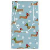 Dachshund Kerst Wrapping Papier Schattigee Sneeuwv Klein Cadeauzakje (Voorkant)
