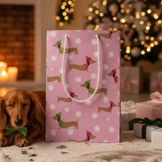 Dachshund Kerst Wrapping Papier Schattigee Sneeuwv Medium Cadeauzakje