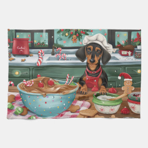 Dachshund Kerstbakken: Feestelijke Kerst  Theedoek