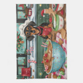 Dachshund Kerstbakken: Feestelijke Kerst Theedoek (Verticaal)