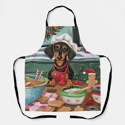 Dachshund Kerstbakken: Feestelijke Kerstmis Schort (Voorkant)