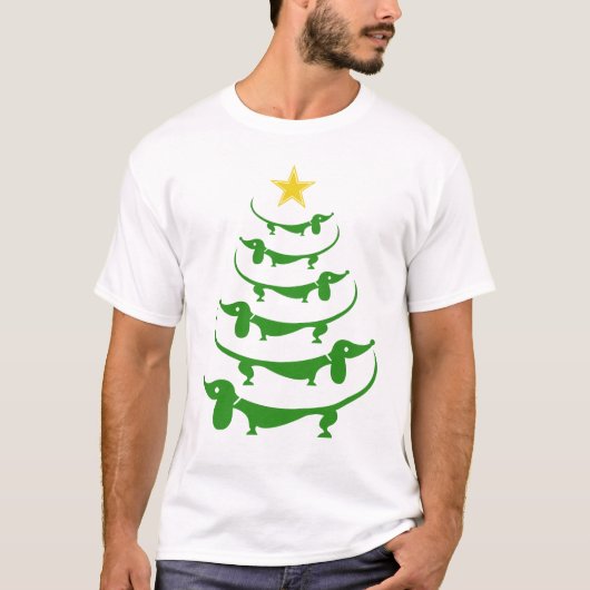 Dachshund-kerstbomen T-shirt (Voorkant)