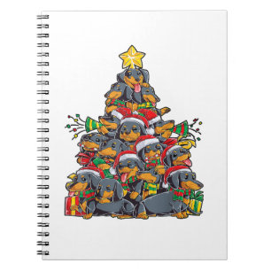 Dachshund kerstboom Dog Santa Xmas Boys Girls Notitieboek
