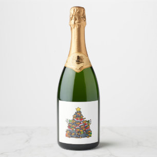 Dachshund kerstboom Dog Santa Xmas Boys Girls Sparkling Wijnetiket