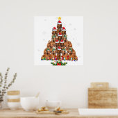 Dachshund kerstboom Dog Xmas lampjes Pajamas F Poster (Keuken)