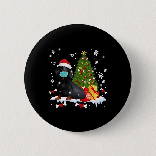 Dachshund-kerstboom Funny Dog Ronde Button 5,7 Cm (Voorkant)