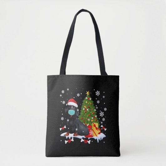 Dachshund-kerstboom Funny Dog Tote Bag (Voorkant)