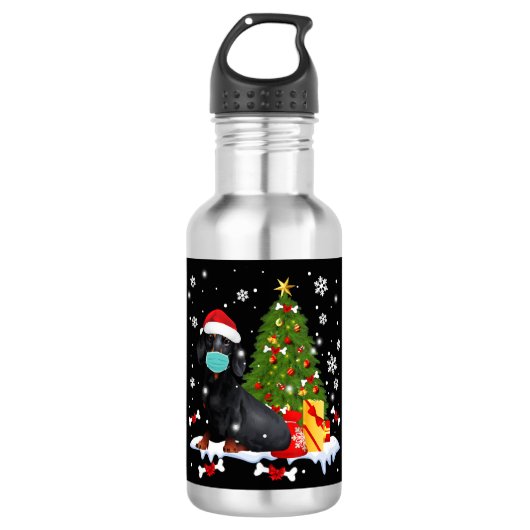 Dachshund-kerstboom Funny Dog Waterfles (Voorkant)