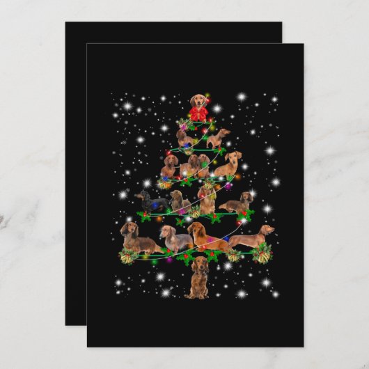 Dachshund-kerstboom met vlieglicht bedankkaart (Voorkant / Achterkant)