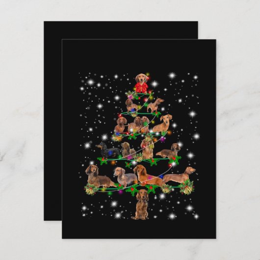 Dachshund-kerstboom met vlieglicht bedankkaart (Voorkant / Achterkant)