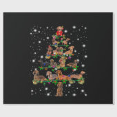 Dachshund-kerstboom met vlieglicht cadeaupapier (Vlak)